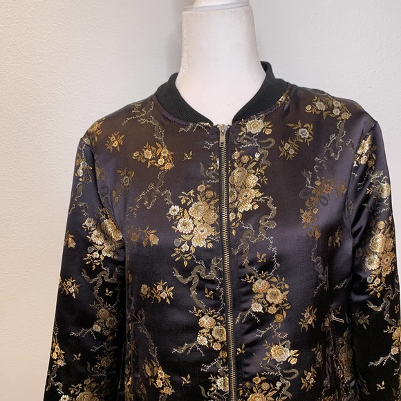 Missguided Satin Floral Embroidered Bomber Jacket - Picture 5 of 13